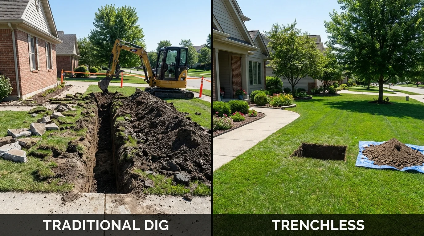 Trenchless sewer repair with minimal yard damage versus traditional excavation in Saratoga, CA